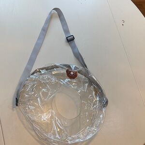 Clear Plastic Donut Shop Shoulder Bag with Gray Strap